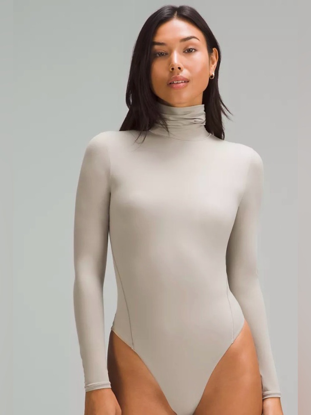 NWT Lululemon Wundermost Nulu Turtleneck Bodysuit Riverstone Grey Beige Medium